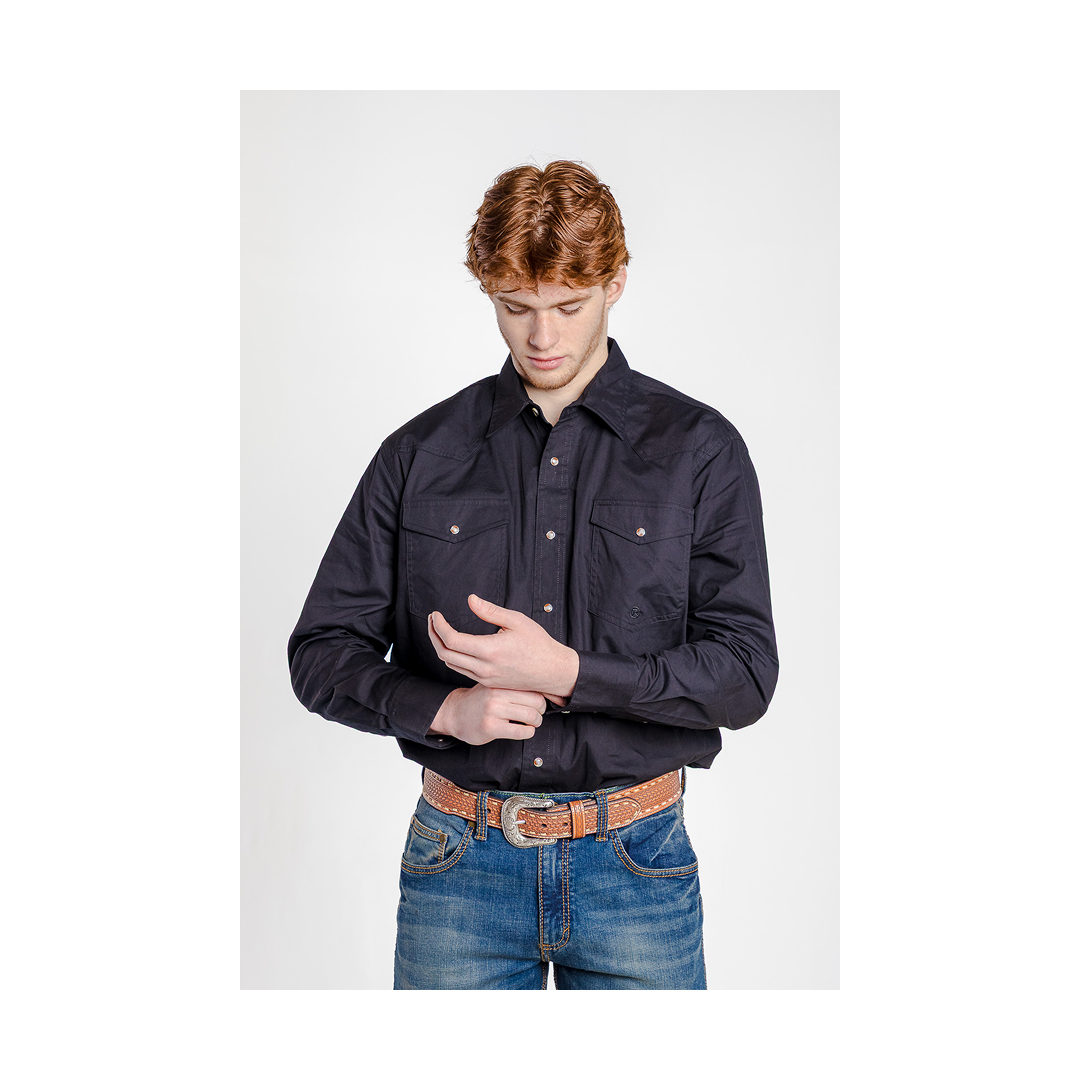 Roper Men's Solid Poplin Back Yoke Snap Shirt