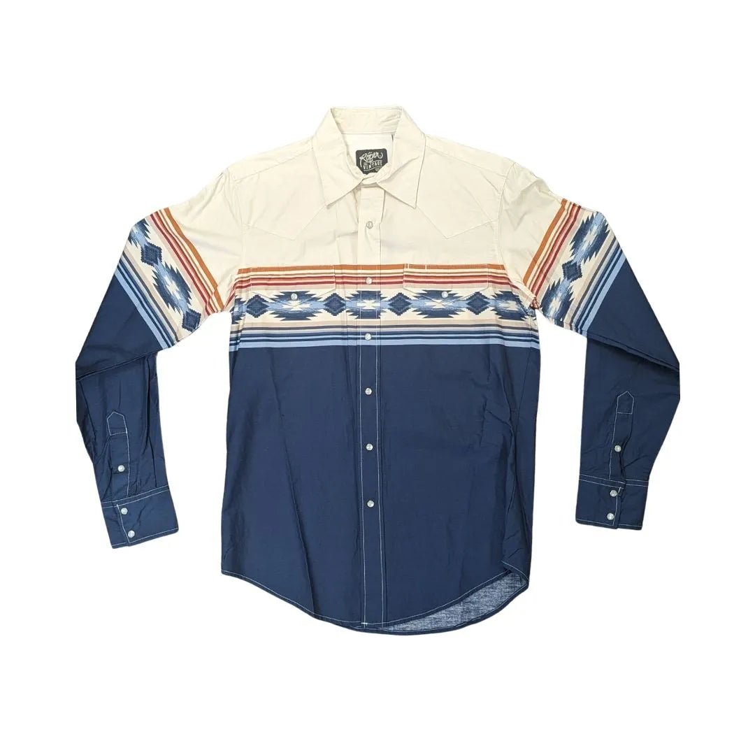 Roper Men's Button Up Shirt Vintage Open Range Border - Roper