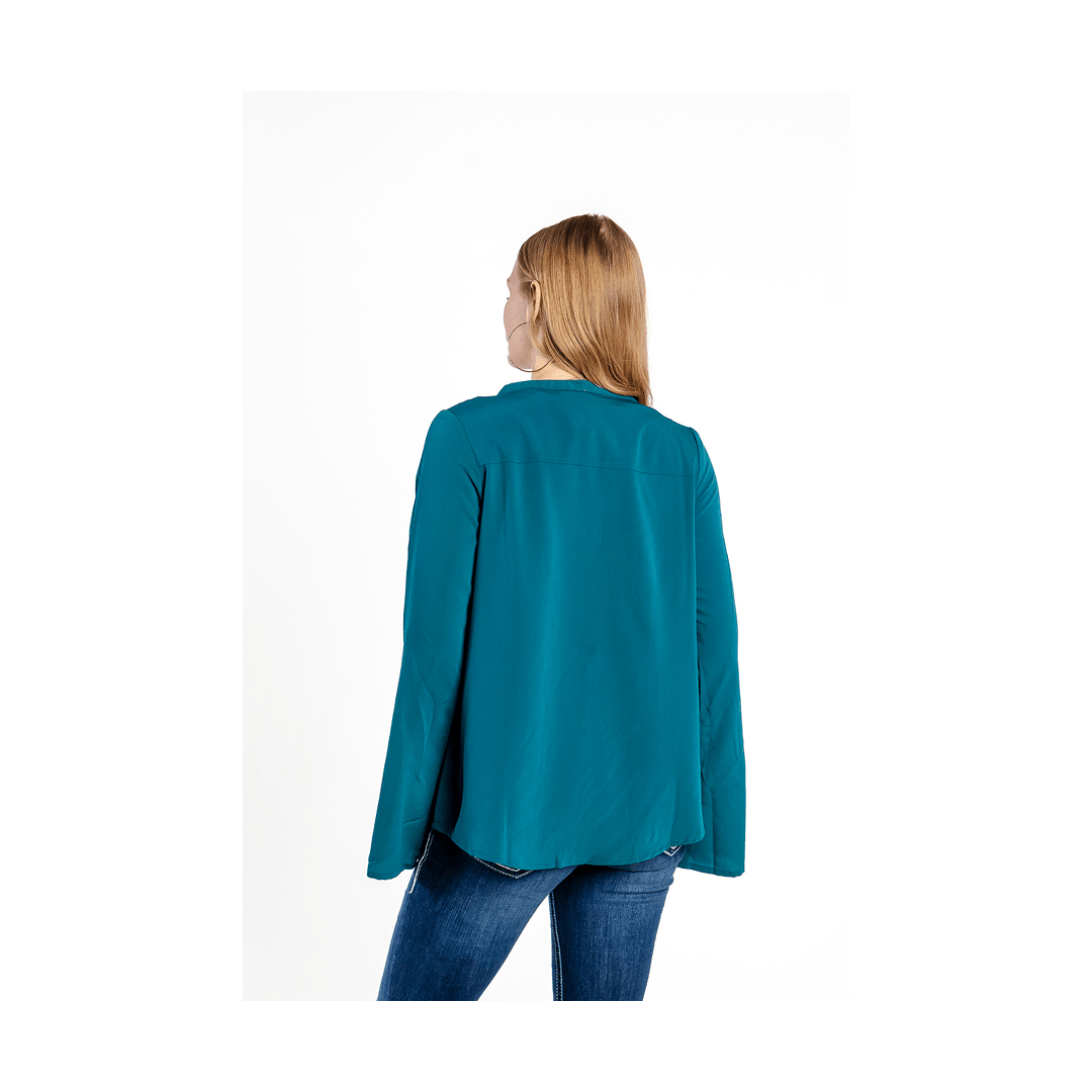 Roper Women's Pretty Peasant Blouse in Teal - Roper