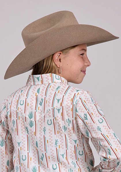 Roper Girl's Long Sleeve Printed Button Up - Roper