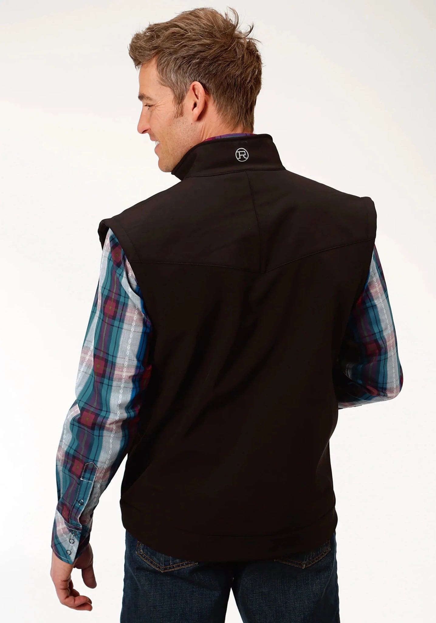 Roper Men's Outerwear Vest Black w/ Black Fleece - Roper