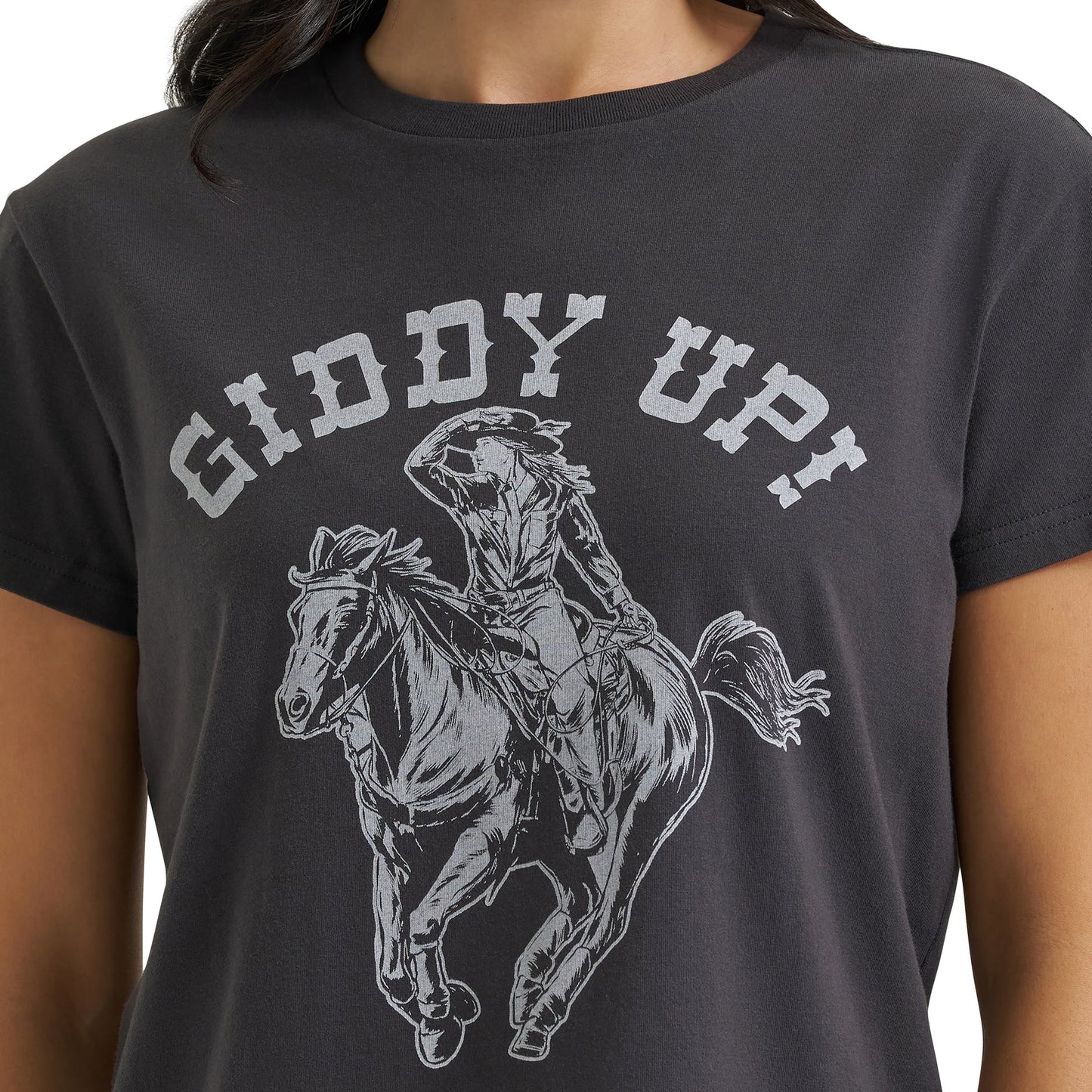 Wrangler X Lainey Wilson Ladies Black 'Giddy Up' Graphic T-Shirt