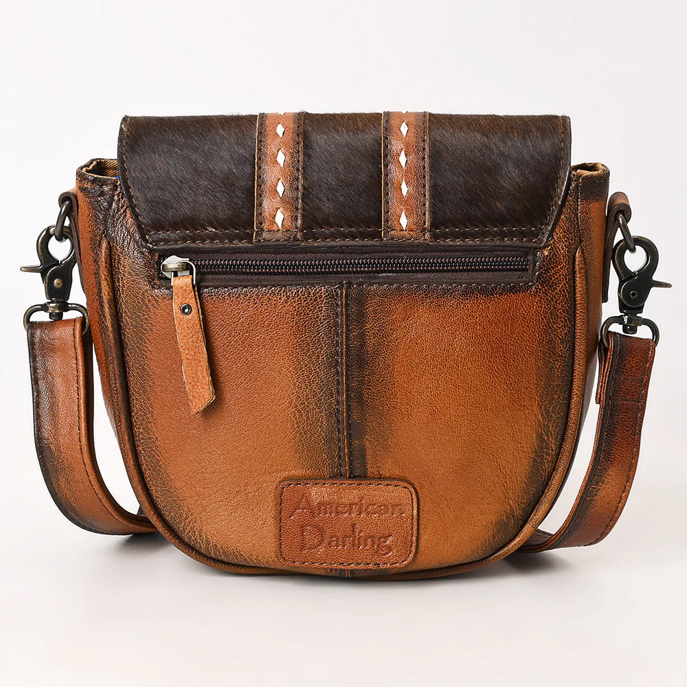 American Darling Hair-On Cowhide Cross Body Bag Genuine Leather with Tassel weis-western-wear