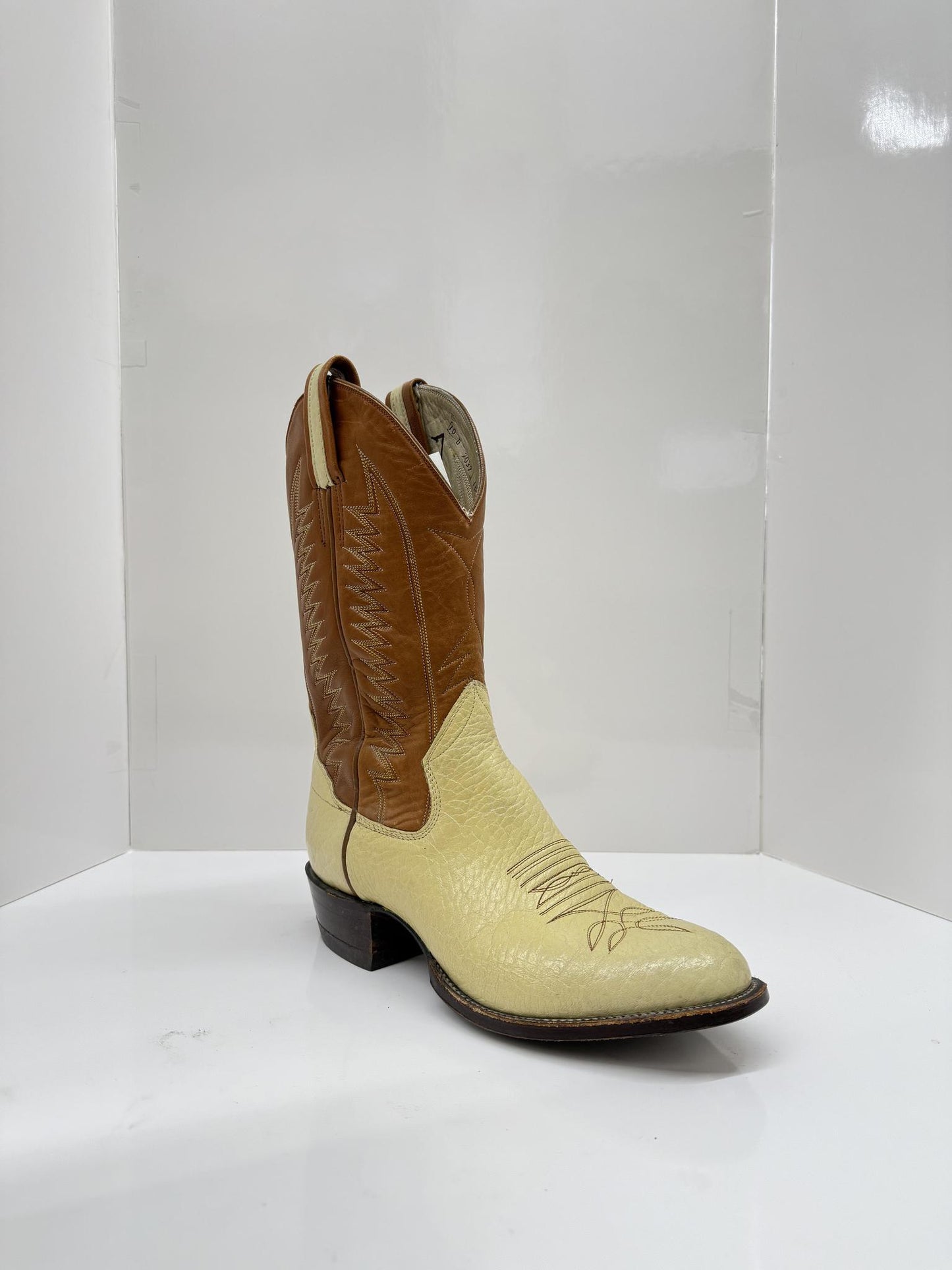 Garage Sale Sanders Men's 12" Leather Cowboy Boots Cream