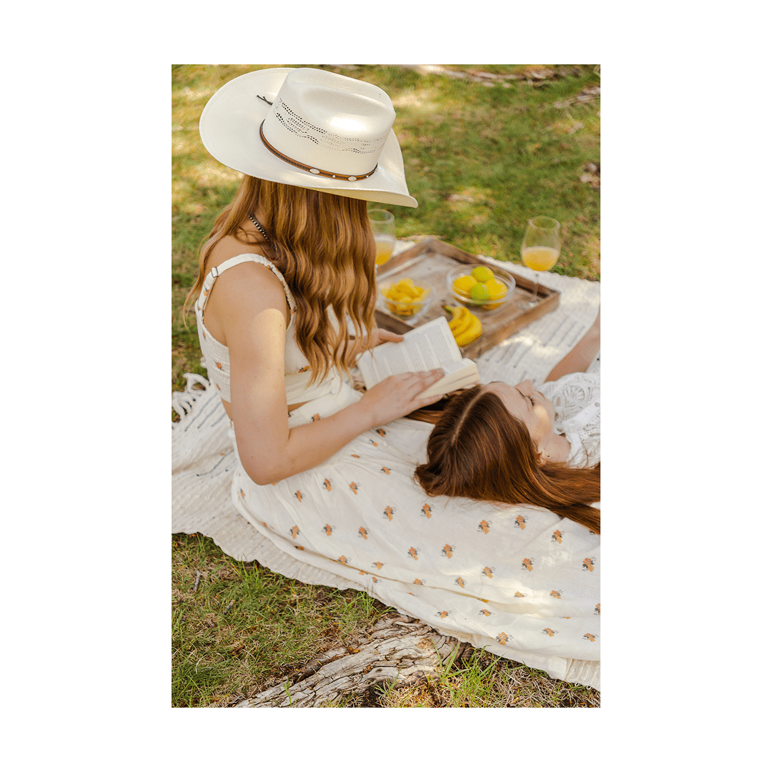 Rock & Roll Women's Cream Floral Midi Skirt - Rock & Roll Denim