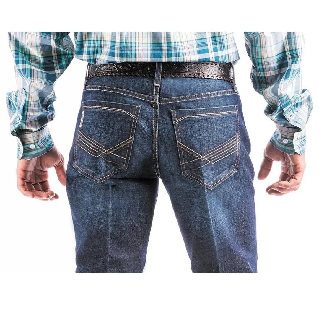 Cinch Mens Jeans Ian Slim Mid Rise Boot Cut Dark Stonewash Mb65436001