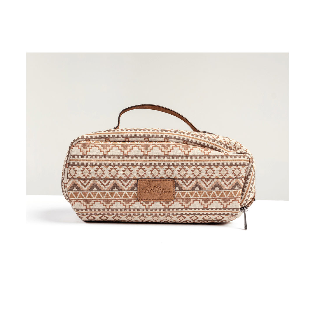 Catchfly Women's Cosmetic Case Canvas Cow Skull With Feathers - Catchfly