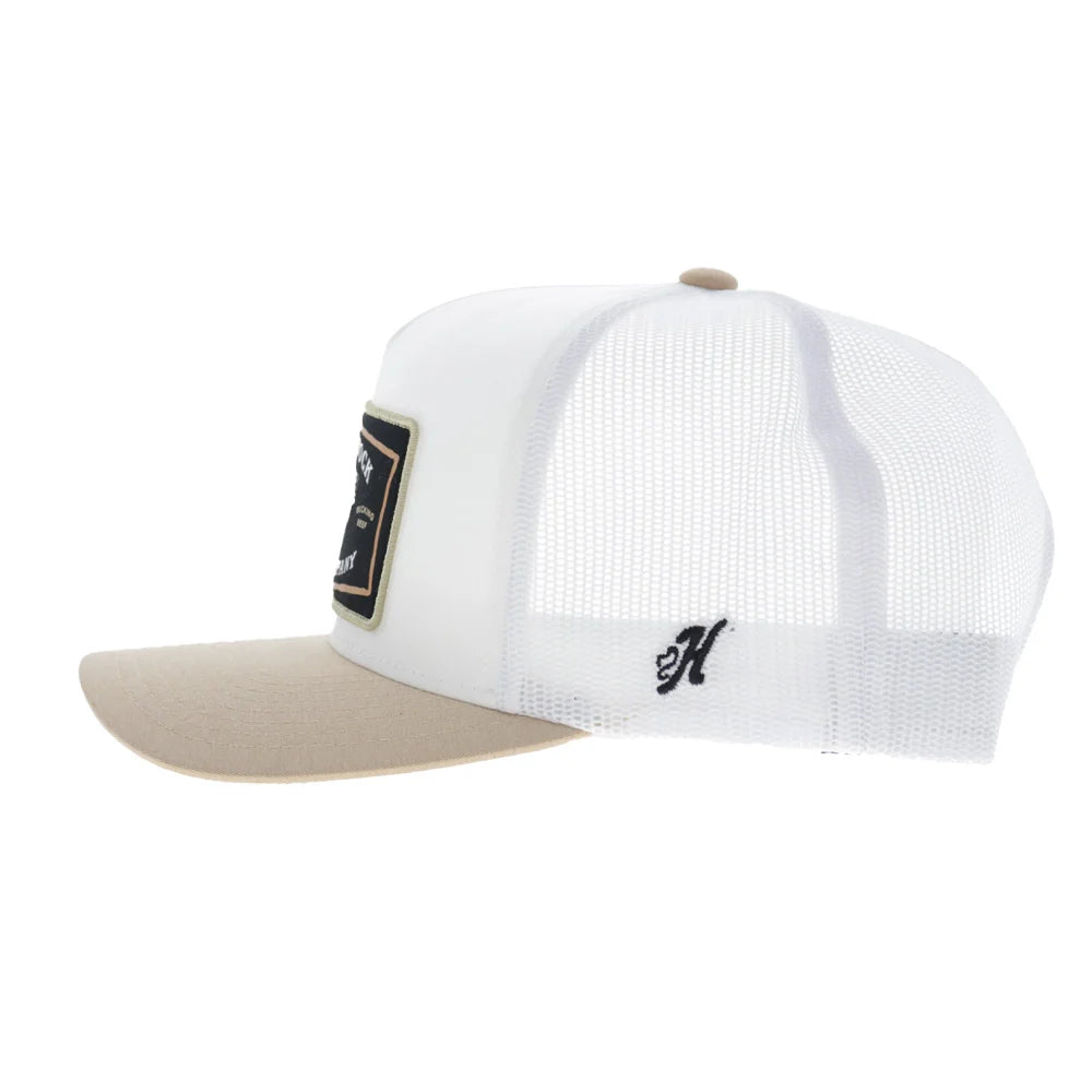 Hooey Rank Stock 5-Panel Trucker Snapback Hat White/Tan