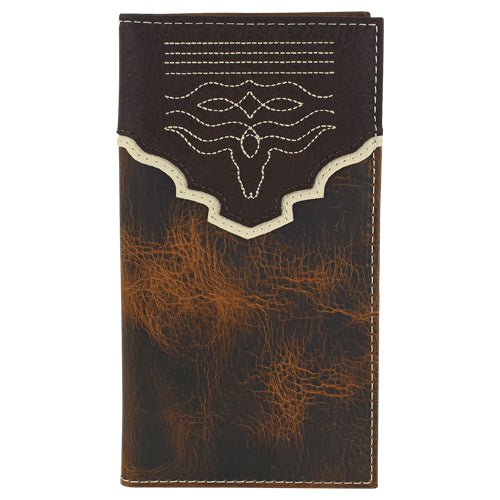 Tony Lama Genuine Leather Men's Rodeo Wallet With Boot Stitch Steer Head - Tony Lama