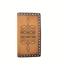3D Men's Wallet Rodeo Style Boot Stitch Buck Lace Brown