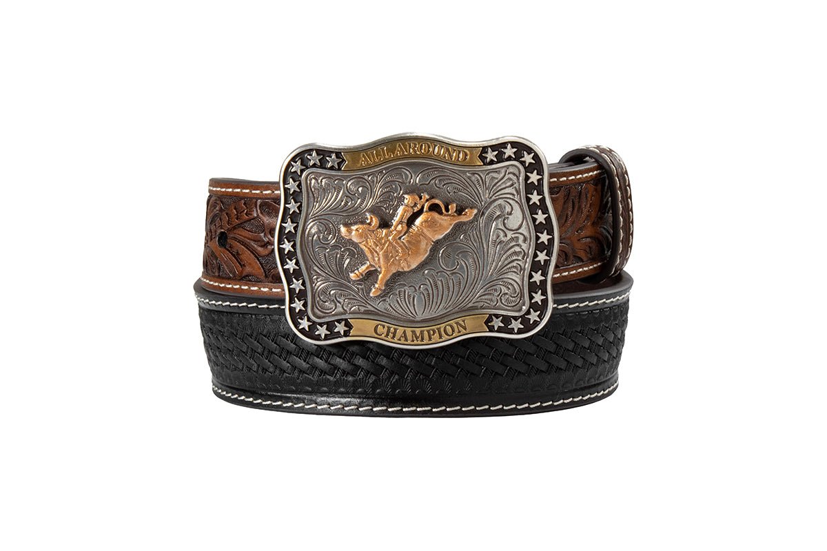 3D Boys Belt 1 1/4 Basket Weave Black and Brown - Wei's Western Wear