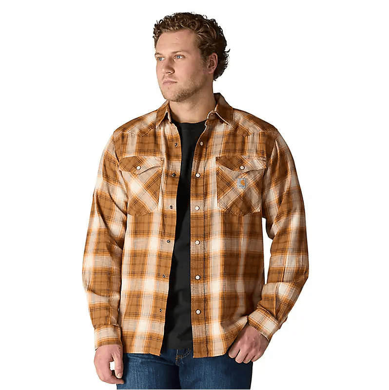 Carhartt Montana Rugged Flex™ Relaxed Fit Lightweight Long-Sleeve Snap-Front Plaid Shirt - Carhartt