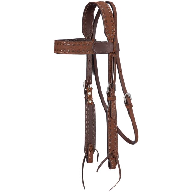 Tough1 Brown Buckstitch Browband Headstall - Tough 1