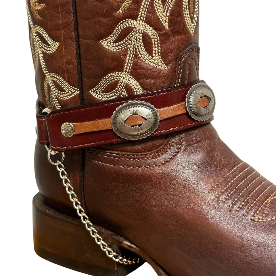Austin Accent Leather Boot Bracelet with Oval Conchos - Austin Accents