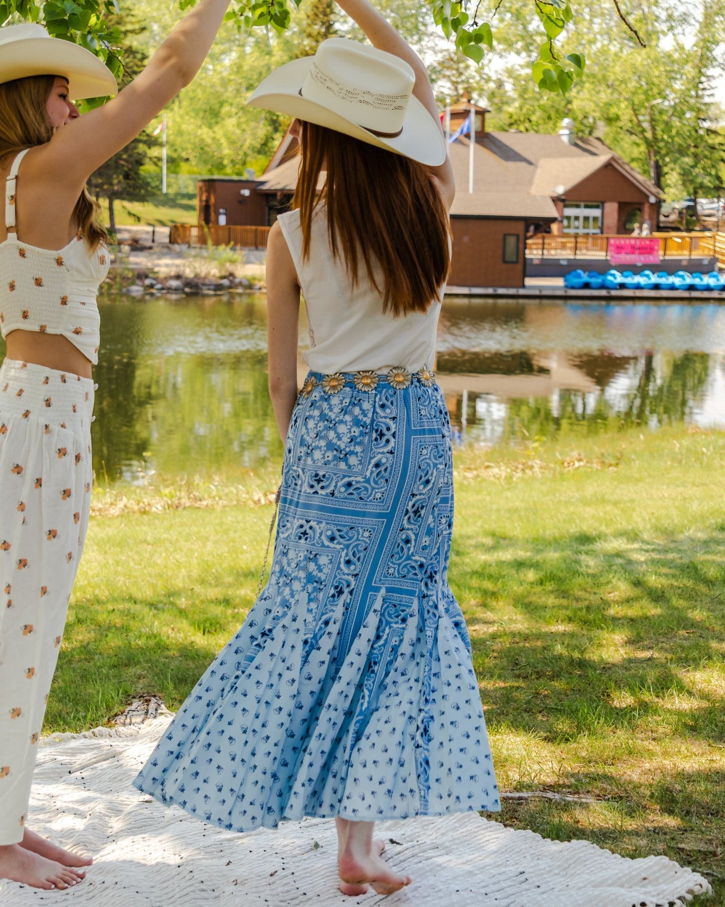 Panhandle Slim Women's Sky Blue Paisley Print Maxi Skirt - Panhandle Slim