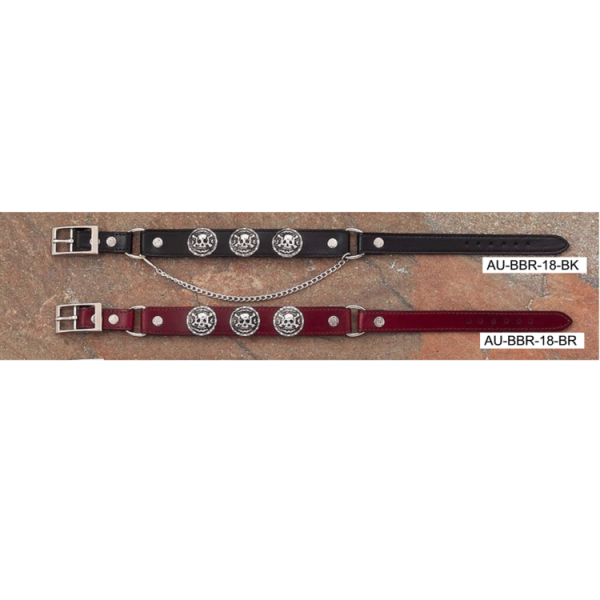 Austin Accent Leather Boot Bracelet With Skull Conchos weis-western-wear