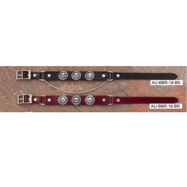 Austin Accent Leather Boot Bracelet With Skull Conchos - Austin Accents