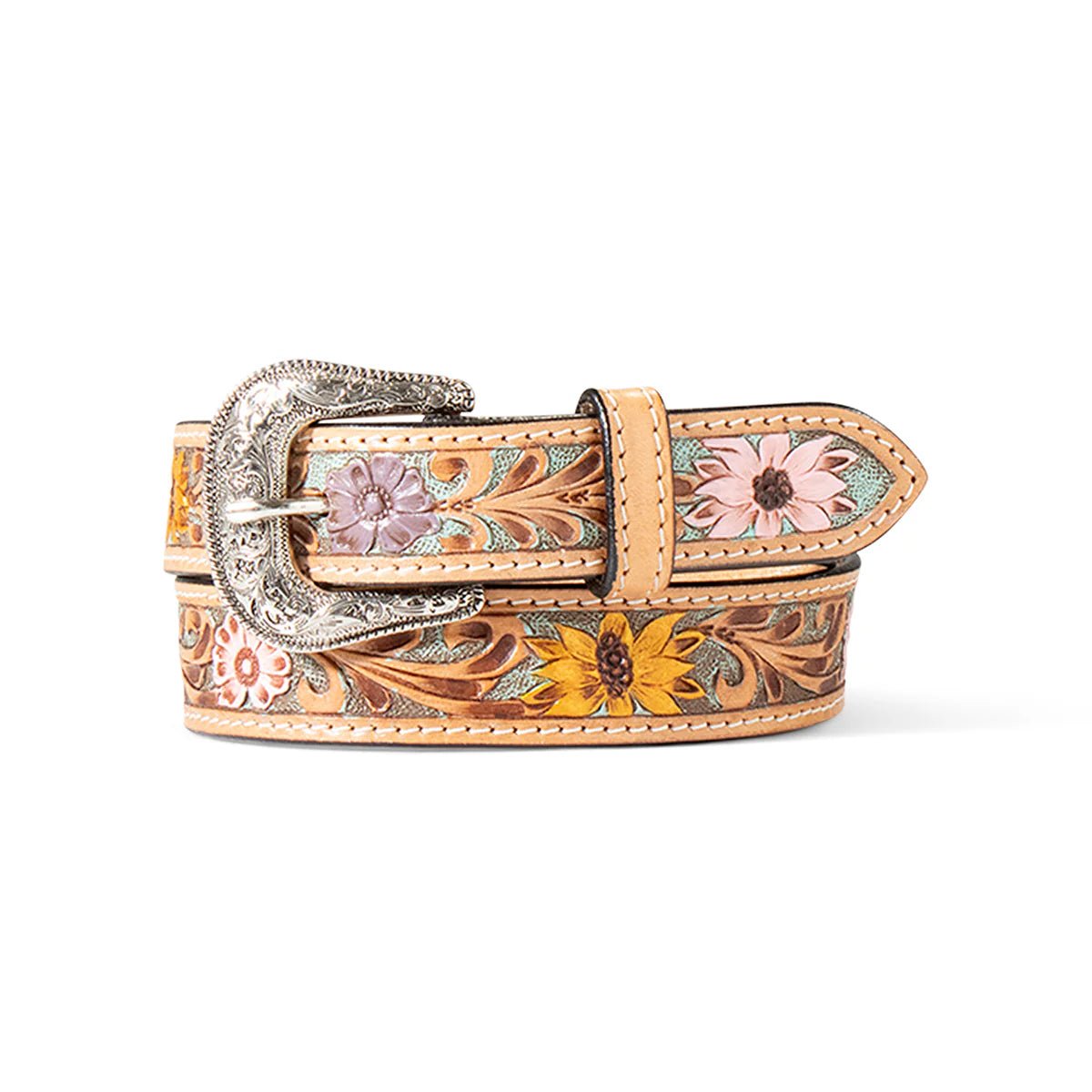 ARIAT GIRL’S SUNFLOWER DAISY HAND TOOLED BELT – MULTI COLOURED - Ariat