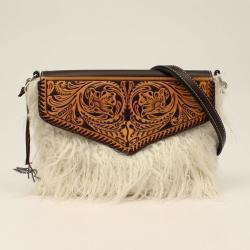 Angel Ranch Women's Crossbody Tooled Flap Tan
