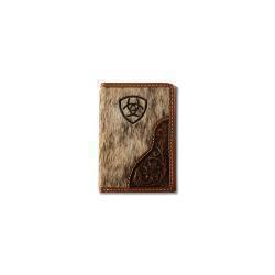 Ariat Men's Wallet Tri-Fold Laser Etched Shield Brown