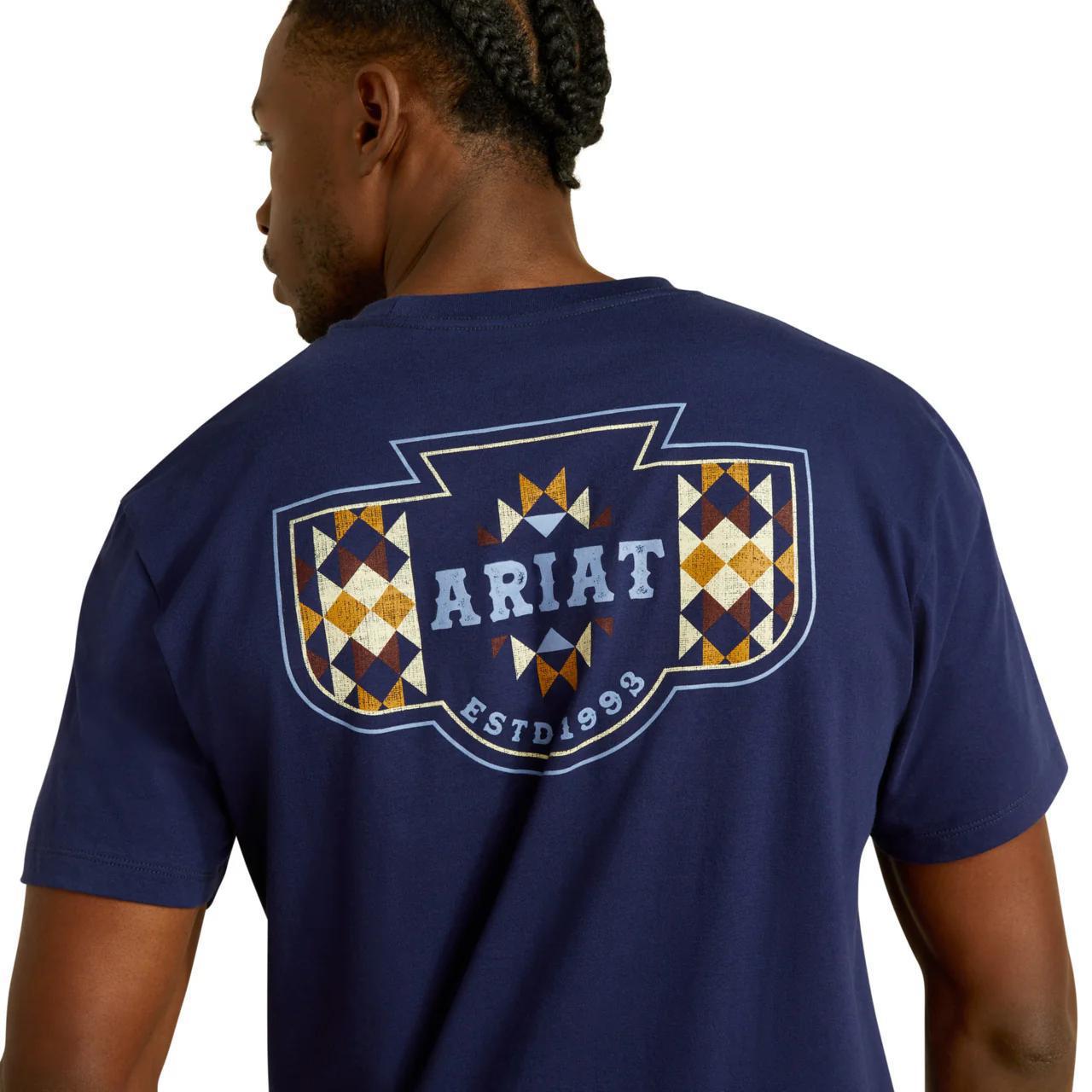 Ariat Men's Woven West Graphic Medieval Blue T-Shirt - Ariat
