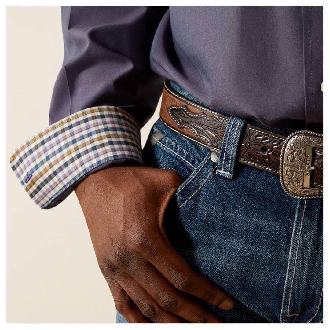 Ariat Men's Wrinkle Free Solid Pinpoint Oxford Classic Long sleeve Fit Shirt weis-western-wear