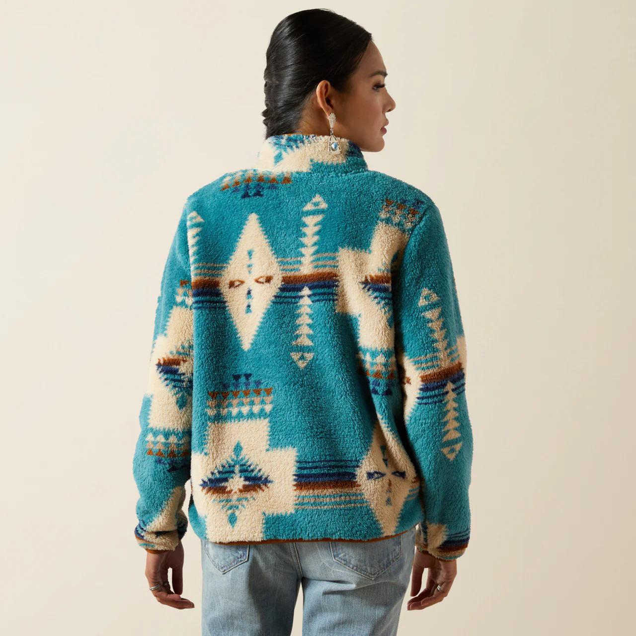 Ariat Women's Berber Snap Front Sweatshirt Agave Southwestern Print-CLEARANCE - Ariat