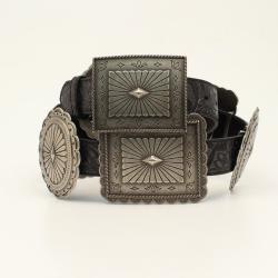 Ariat 1 1/2" Embossed Oval Rectangle Concho Black - Ariat