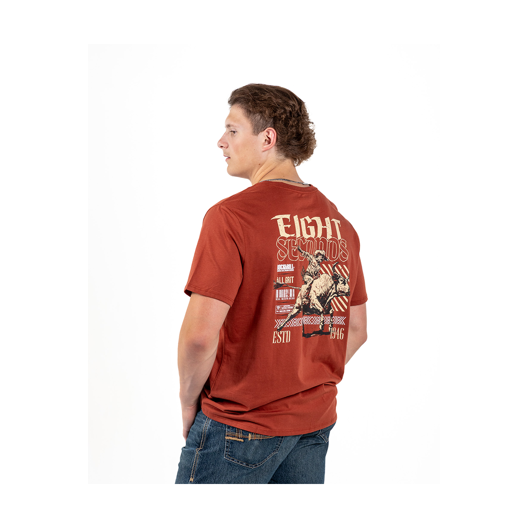 Rock & Roll Denim Men's Eight Seconds Rust Graphic T-Shirt