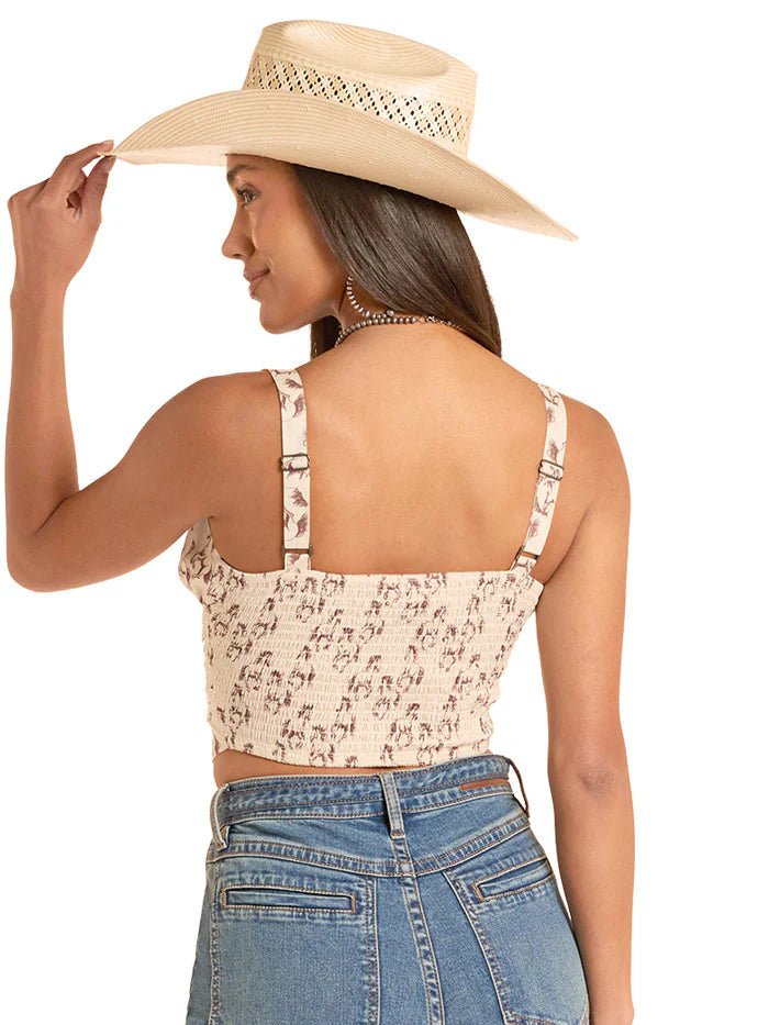 Rock Roll Horse Print Tank Top - Women's