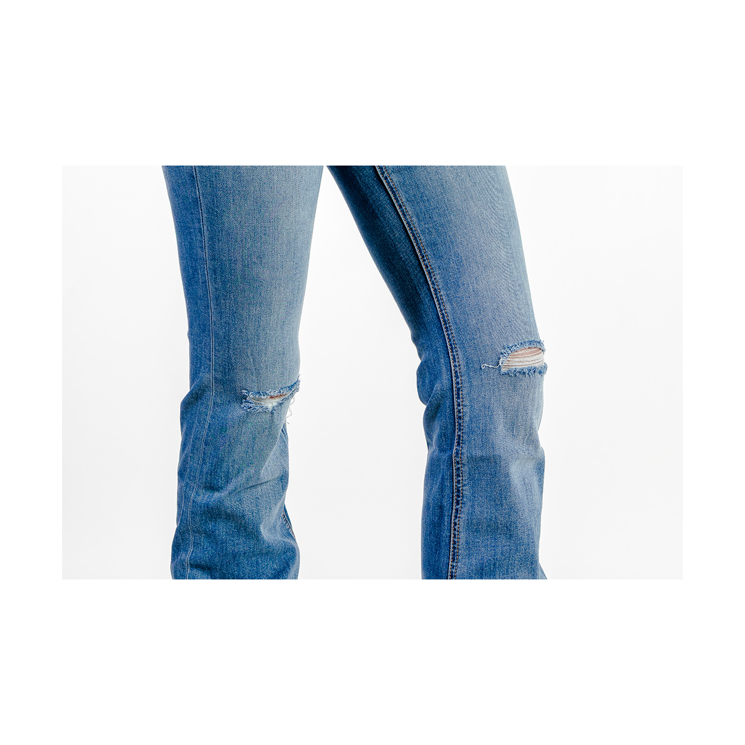 Rock & Roll Denim Women's Distressed Mid-Rise Boot Jeans