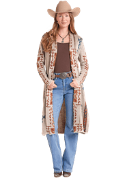 Rock & Roll Denim Women's Aztec Knit Duster Cardigan - Rock & Roll Denim