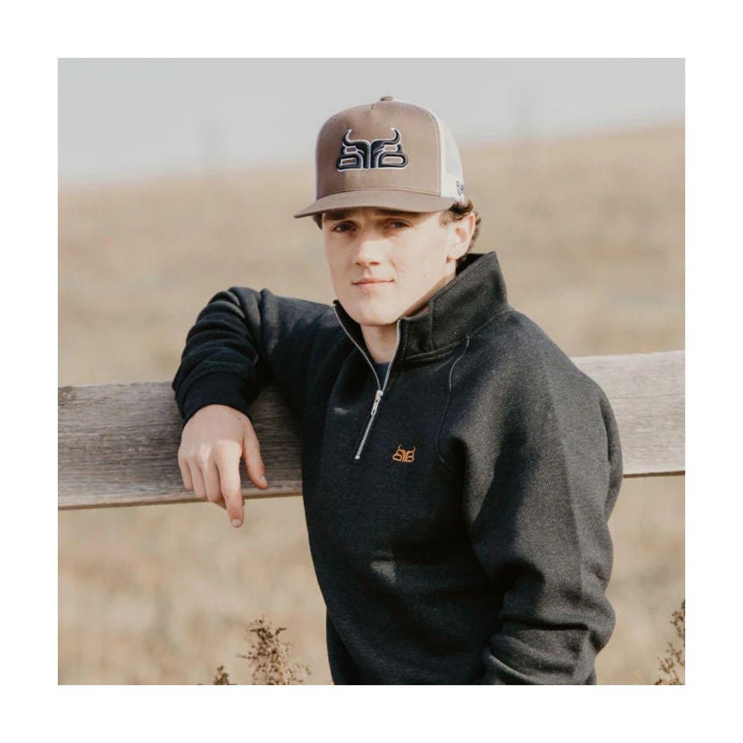 Baredown Men's Heather Black Small Logo 1/4 Zip Pullover weis-western-wear