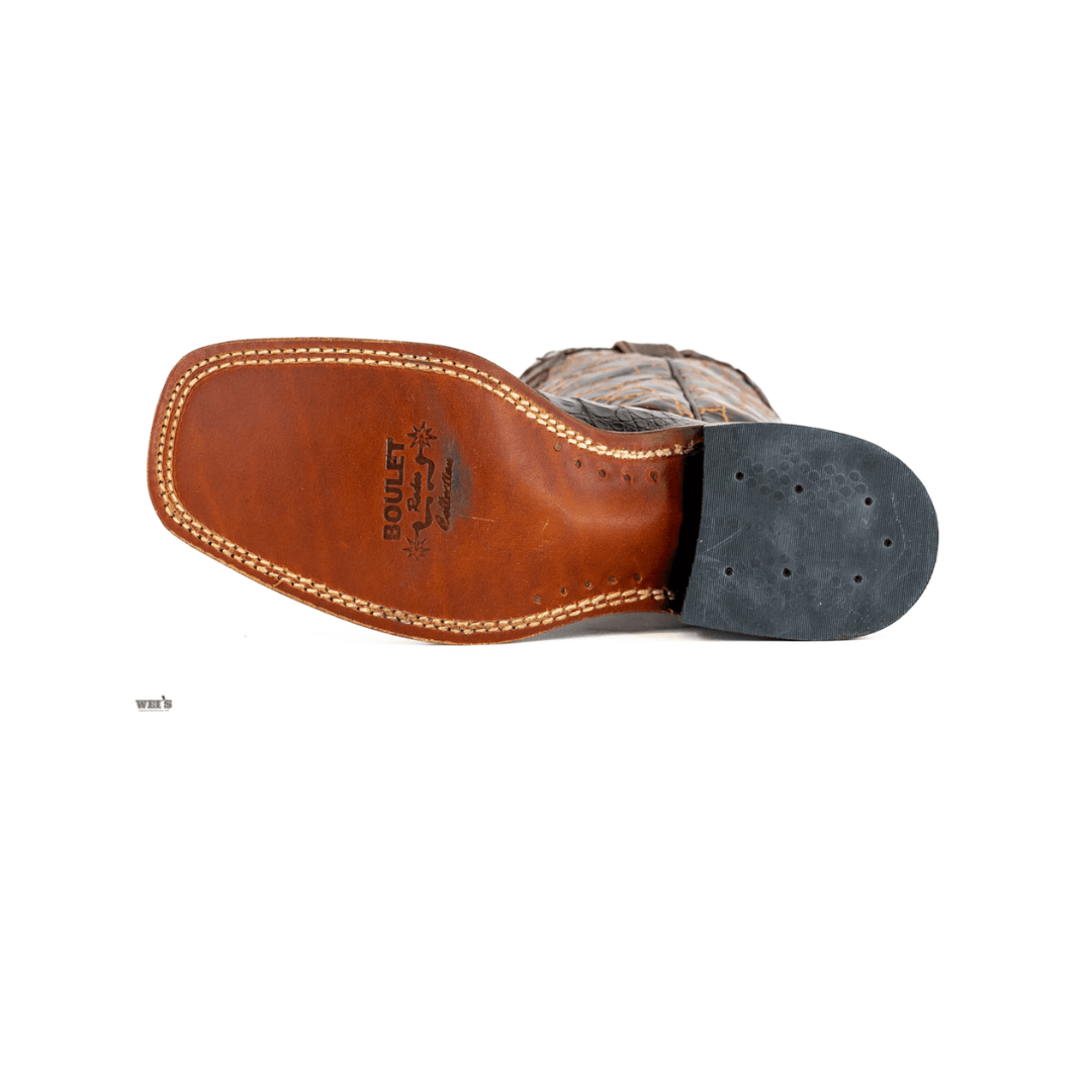 Boulet Women's Cowgirl Boots 11" Exotic Caiman Faux Sea Turtle Wide Square Toe