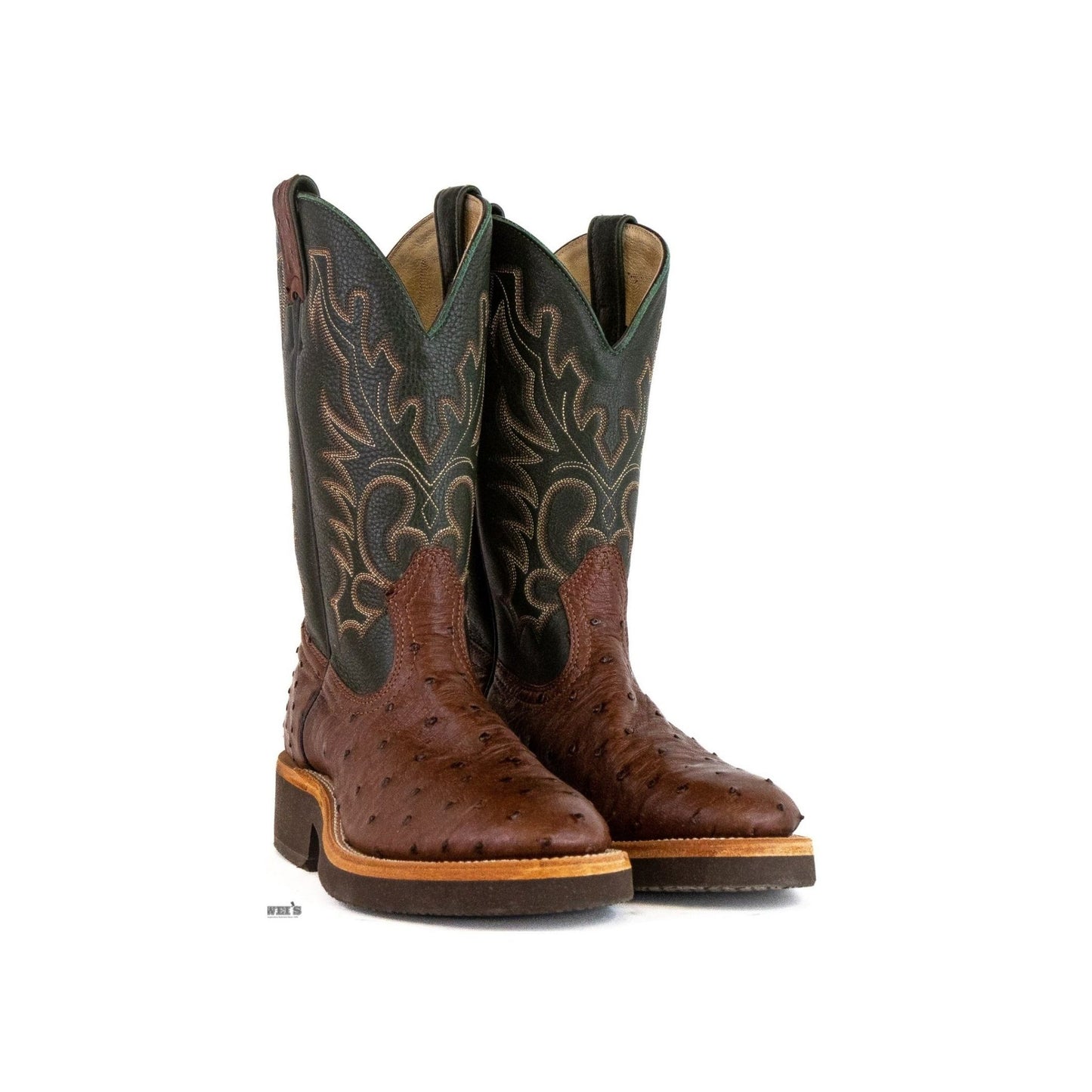 Boulet Women's Cowgirl Boots 11" Exotic Ostrich U Toe Roper Heel Crepe Sole 2307