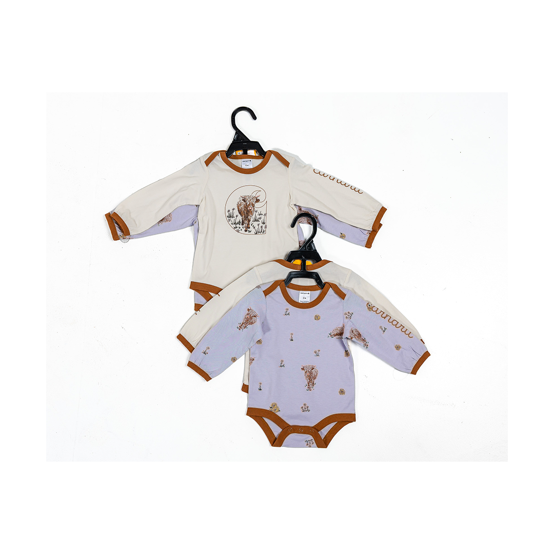 Carhartt Girls' 2-Piece Long Sleeve Farm Print Bodysuits Set