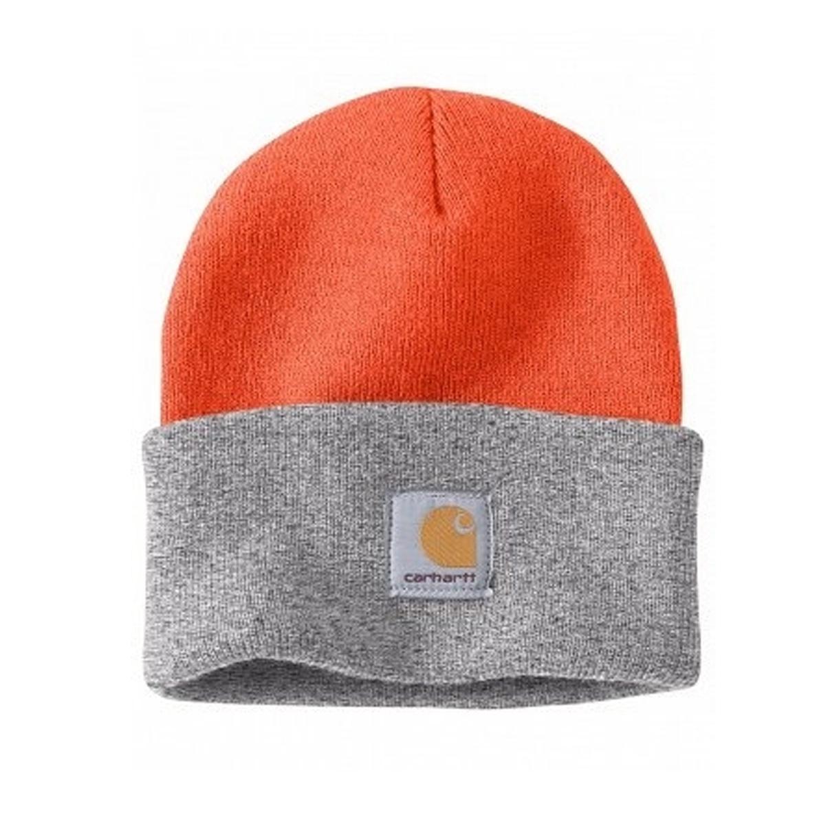 Carhartt Acrylic Knit Hat in Orange & Grey