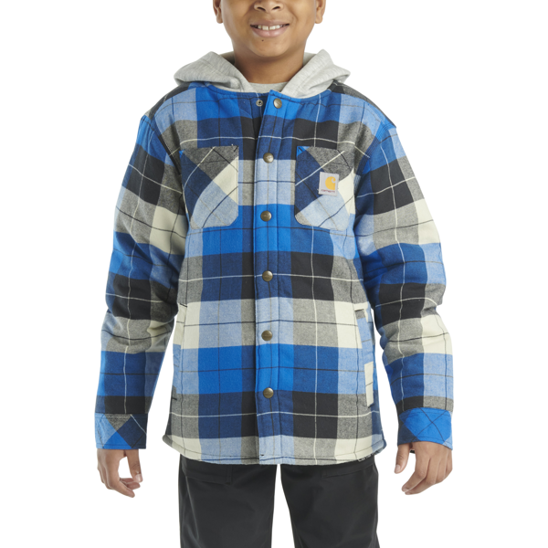 Carhartt Boy's Long Sleeve Flannel Button Down Hooded Shirt Jacket