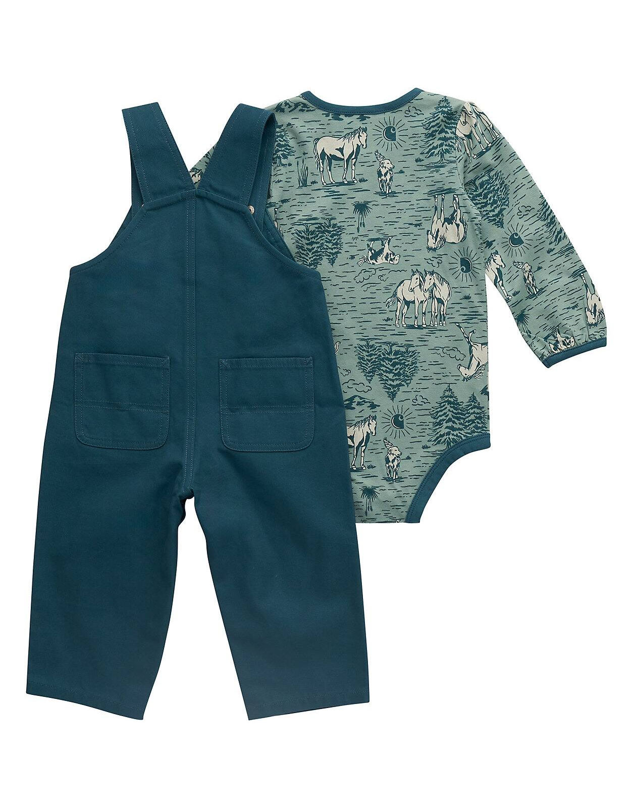 Carhartt Girls' 2-Piece Long Sleeve Bodysuit & Canvas Overall Set Baby weis-western-wear