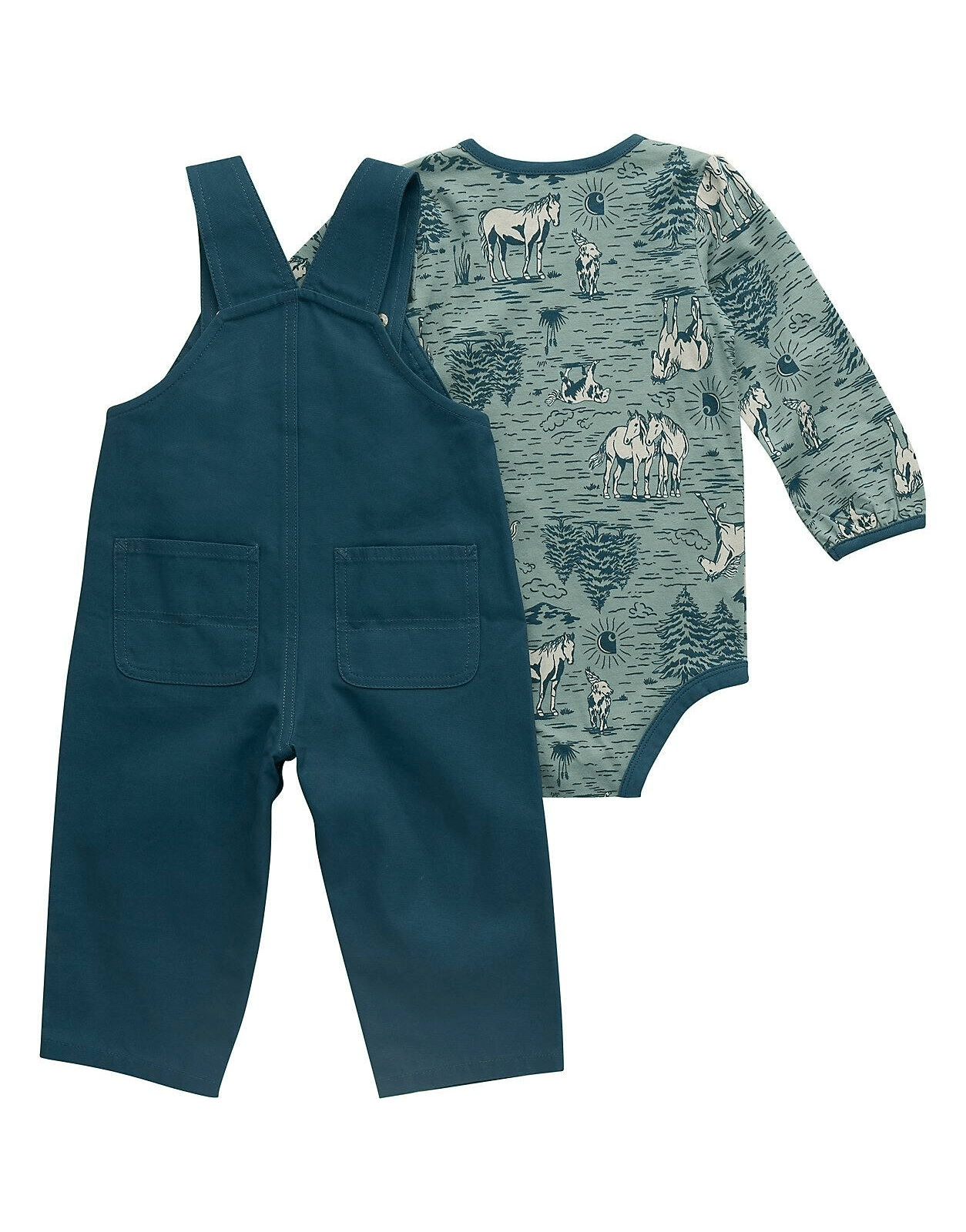 Carhartt Girls' 2-Piece Long Sleeve Bodysuit & Canvas Overall Set (Baby) - Carhartt