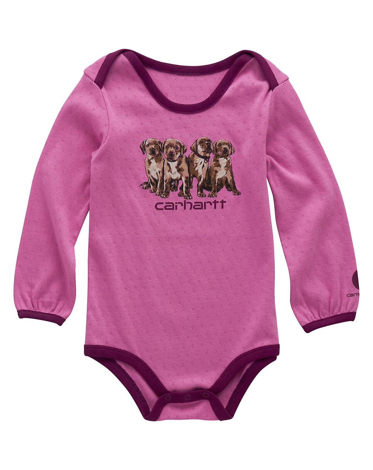 Carhartt Girls' Long Sleeve Puppy Bodysuit Baby weis-western-wear