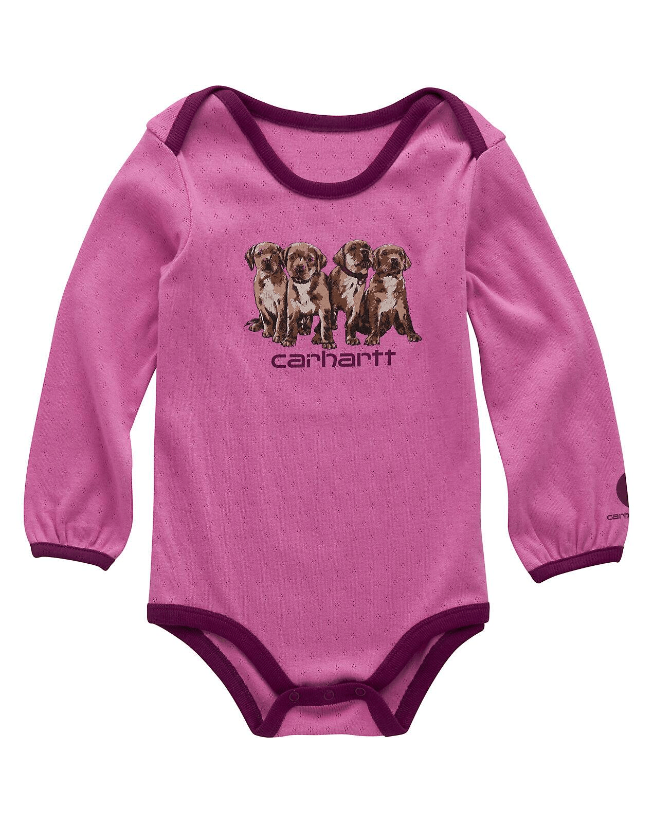 Carhartt Girls' Long Sleeve Puppy Bodysuit (Baby) - Carhartt