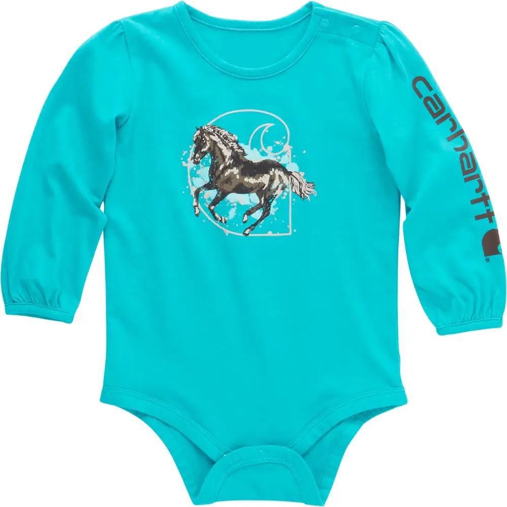 Carhartt Infant Girl's Long Sleeve Running Horse Bodysuit