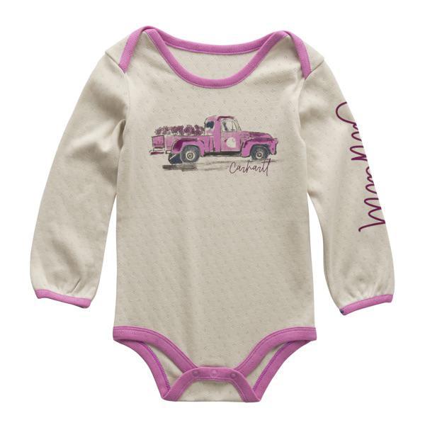 Carhartt Infant Girl's Vintage Flower Truck Long Sleeve Bodysuit - Carhartt