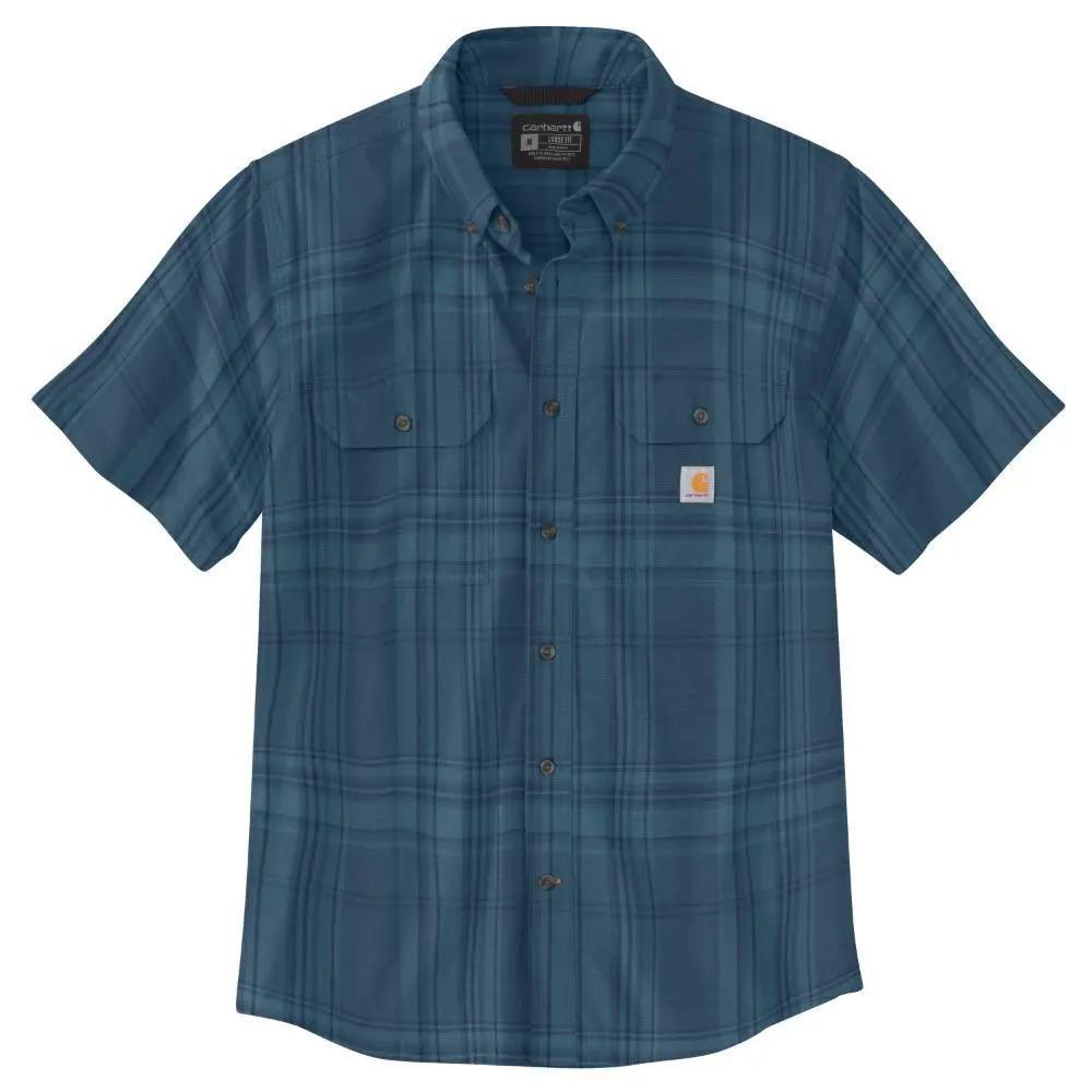 Carhartt Men's Loose Fit Midweight Short-Sleeve Plaid Shirt, Storm Blue - 106746