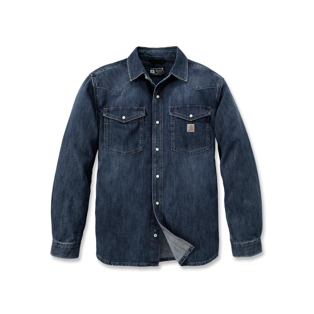 Carhartt Men's Montana Relaxed Fit Midweight Denim Long Sleeve Snap Front Shirt - Carhartt