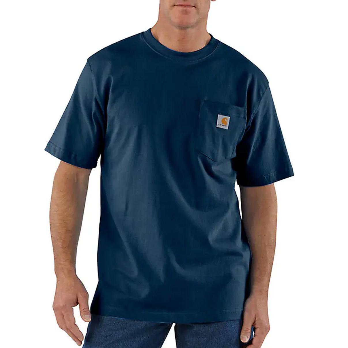 Carhartt Men's Shirt Loose Fit Heavyweight Short-Sleeve Pocket Navy
