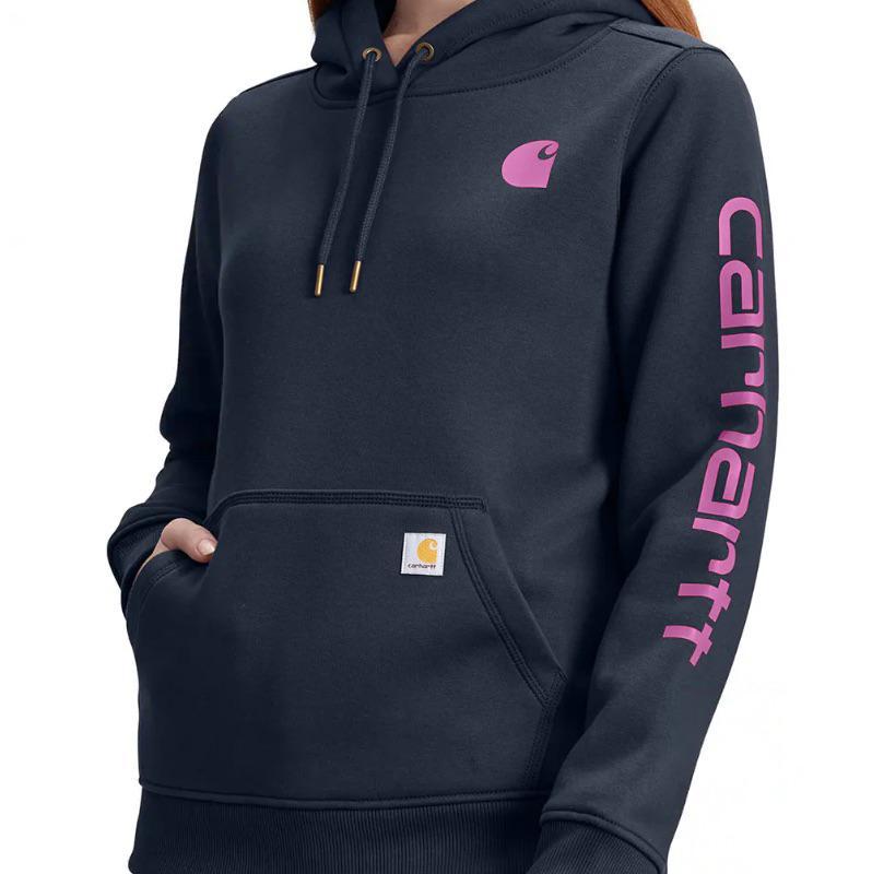 Carhartt Women's Relaxed Fit Mid weight Logo Sleeve Graphic Hoodie 102791-HN5
