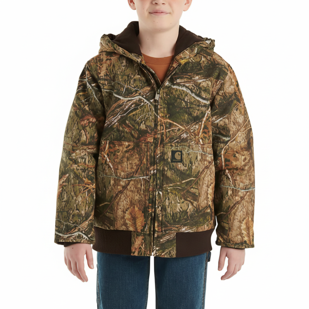 Carhartt Youth Canvas Insulated Hooded Camo Jacket CP8579
