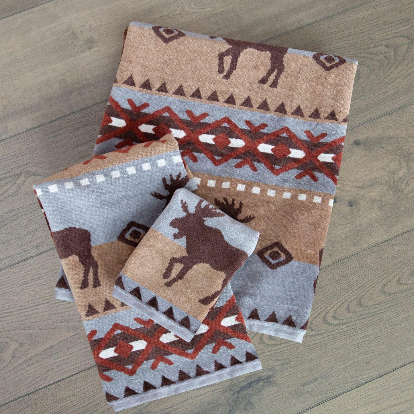 Carstens Moose Wash Cloth, Hand Towel, Bath Towel - Carstens